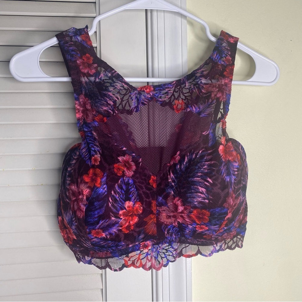 PINK Victoria's Secret Lace Bralette Size S/P DD Floral Lace